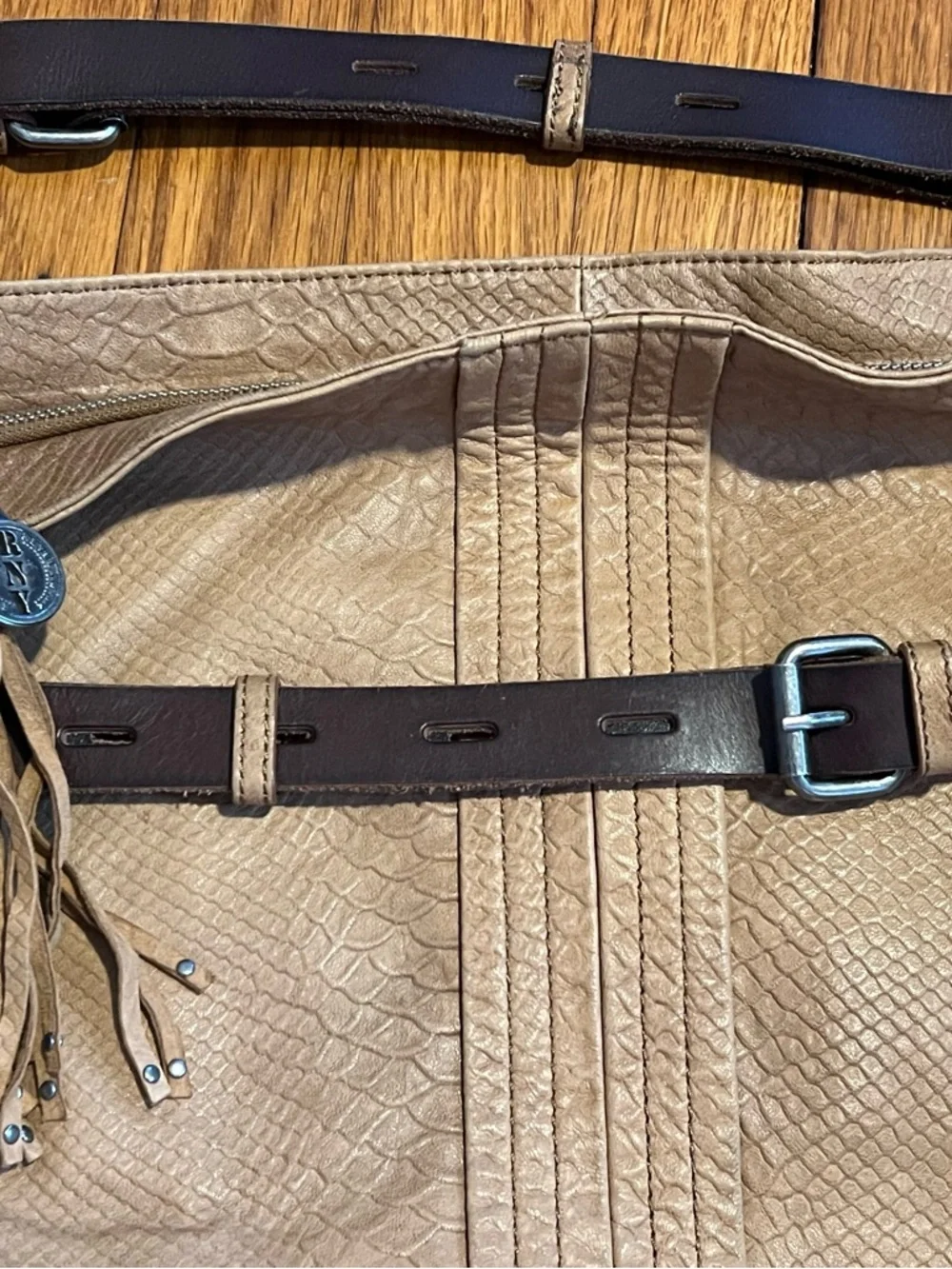 Revel Tan Fringe Leather Hobo Bag